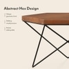 Dyson Hex Abstract Solid Wood Coffee Table With Black Base In Amber Walnut Finish