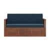 Bram 3 Seater Sofa Cum Bed in Honey Finish with Delft Blue Colour