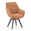 Dane Solid Wood Dining Table 6 Seater with 6 Wella Swivel Solid Wood Dining Chairs (Finish: Honey, Colour: Terracotta)