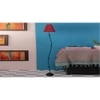 Ireen Maroon Natural Fiber Floor Lamp with Black Iron Base