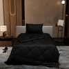 Stoa Paris Comforter for Single Bed, 300TC Satin Comforters in Midnight Black
