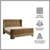 Heritage Cane Upholstered King Size Bed in Linen With Oak wood Frame