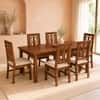 Globally Indian Ananta Solid Sheesham Wood 6 Seater Dining Table Set 6 Chairs Beige