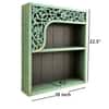 BlueGreen Colour Solid Wood Handcarved Aarambh Floating Wall Shelf With 2 Compartment by DisooFashions