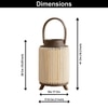 Luxe Home Hanging Bamboo Lantern with Handle or Glass Jar - 2025-332- Beige (26x17x17 cm)