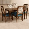 Globally Indian Sheesham Wood 4 Turning Leg Seater Dining Table Set With Upholstered Chairs – Wooden Dining Room Furniture For Home"