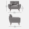 Faro Velvet 1 Seater Sofa in Grey Colour