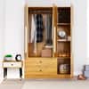 Hexa Red Wooden 3 Door Wardrobe with 2 Drawers and Hanging Space in Giant Wood Colour