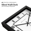 Bold Square Wooden Wall Clock with Geometric Dial and Modern Roman Numerals