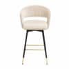Doe Buck Mixoy Velvet Bar Stool in Emerald Beige Colour with Gold Accents