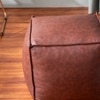 Cube Collection Dark Brown Faux Leather Pouf Ottoman