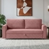 Baruna 3 Seater Velvet Pull Out Sofa Cum Bed with Storage In Peach Color