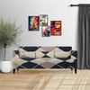 3 Seater Navy Cubes Sofa Cover