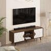 Wilbrome Mini Engineering Wood Floor Standing Tv Entertainment In Brown Maple & White Finish
