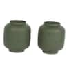 Textured Flower Pot Set Of 2 In Green Colour