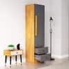 Hexa Red Wooden 1 Door Wardrobe with 2 Drawers and Hanging Space in Giant Wood and Slate Grey Colour