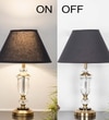 Ashurst Black & Antique Brass Finish Metal And Clear Crystal Glass Table Lamp With Black Cotton Shade