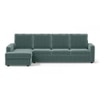 Apollo Compact Sofa (Colour : Dusty Turquoise Velvet, Cushion : Hard, Back Type : High Back, Seating Capacity : Left Aligned 3 Seater + Left Aligned Chaise + Ottoman)