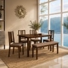 Monterey 6 Seater Dining Set with 1 Bench and 4 Chairs (Rubberwood, Dark Cappuccino Finish)