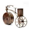 Desert Art Metal Handpainted Cycle Showpiece with Table Clock and Pen Stand