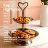 Metalsmith Two Tier Serveware Stand with Heart Handle Silver Finish