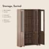 Hubert 6 Door Kitchen Display Cabinet in Classic Walnut Finish