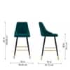 Doe Buck Upholstered Counter Height Bar Stool in Teal Colour with Gold Accents