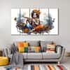 The Castle Decor Krishna Ji Wall Painting Wooden Framed 27x48 Inch (Style 21)