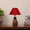 Devansh Maroon Jute Table Lamp With G Wood Natural Base (10X12.5 Inches)-34