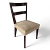 Newport wood Set of 2 Dining Chairs in Beige Mossy Fabric Cushioning with DARK WALNUT FINISH