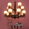 Eliante 13-Light Chandelier, Wood, Mild Steel, Ceramic Glass, Modern Decorative Lighting Fixture