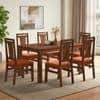 Arlo Teak Wood 6 Seater Dining Table Finish - Teak with Tessa Dining Chairs Set