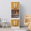 Hexa Red Crockery Unit Multipurpose Wooden Cabinet in Frosty White And Giant Wood Colour