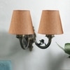 Devansh Metal Electric Wall Light in Antique Gold Colour with Beige Shade Count of 2 Lights