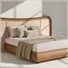 Elowen Softline King Size Bed in velvet With Oak wood Frame & Hydraulic Storage