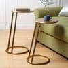 Slanted Nesting Raw Antique Gold Metal Side Table Large in Gold Colour