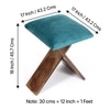 Dayton Sheesham Wood Accent Square Set of 2   Stools in Turquoise Sea Velvet Upholstery