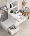 Hexa Red Wooden Dressing Table in Frosty White Colour