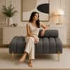 Doe Buck Luxury Boucle Accent Lounge Chair in Grey Colour with Gold Metal Legs