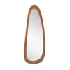 Sabi Solid Wood Assymentric Wall Mirror In Amber Walnut Finish