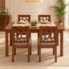 Globally Indian Bindu Solid Sheesham Wood 4 Seater Dining Table Set 4 Chairs Grey