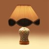 Devansh Multi Vintage Cotton Pleated Shade Lamp With Wood & Mosaic Glass Base For Decoration/Office/Home/Gifting/Study For Decoration/Office/Home/Gifting/Study