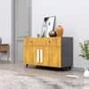Hexa Red Multipurpose Storage Cabinet With 2 Drawer 2 Door in Slate Grey And Giant Wood Colour