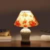 Devansh Conical Multi Cotton Shade Lamp With Wood & Mosaic Glass Base For Decoration/Office/Home/Gifting/Study For Decoration/Office/Home/Gifting/Study -(10X10X14.5) Inches -A