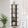 Bluewud Wudville Braine Engineered Wood Wall Mount Corner Shelf, Display Rack, (6 Tringle Shelves - Wenge)