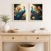 The Castle Decor Peacock Vastu Wall Art Set of 2 10x13 Inch