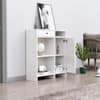 Hexa Red Multipurpose Storage Cabinet With 1 Drawer 1 Door in Frosty White Colour
