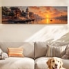 Varanasi Ghats Sunset Canvas Wall Art 12 x 46 Inch