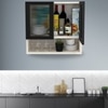 Aluminium Black Profile 2 Fluted Glass Handless Shutter With Space Organizer In Highland Pine Finish