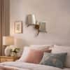 Devansh Metal Electric Wall Light in Gold Colour with off-white Shade Count of 2 Lights
